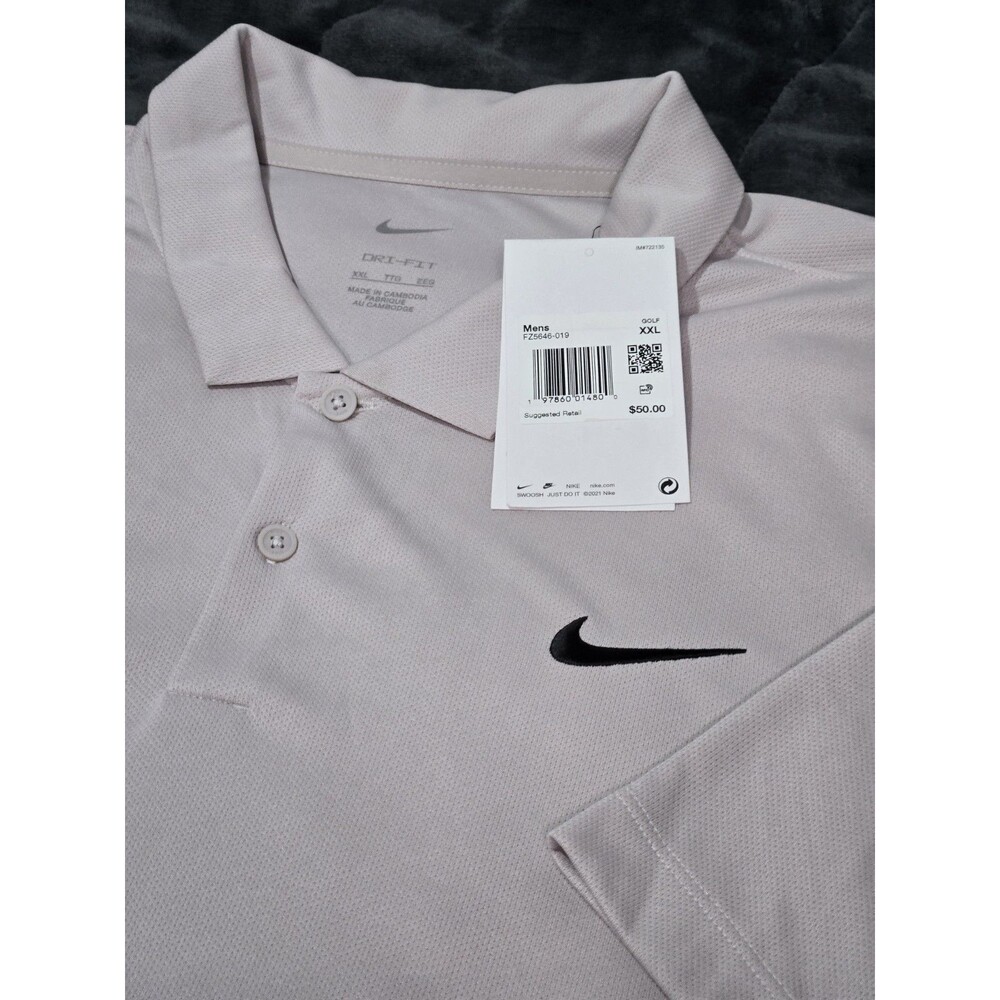NEW Men's Nike Dri-FIT Tour Gray/ Lt Purple Golf Polo Shirt FZ5646-019 MSRP:$50